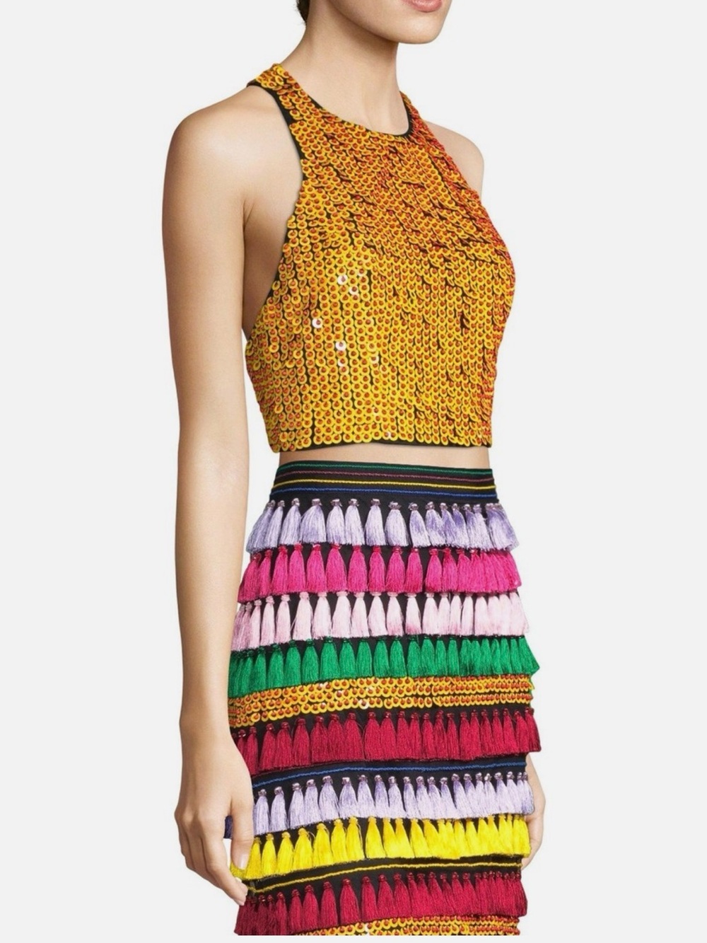 Alice + Olivia Yellow Sequin Top - Picture 2 of 9